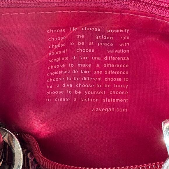 Matt & Nat Striped Handbag Vegan 100%  Cotton Burgundy and Pink Stripe - Picture 4 of 5